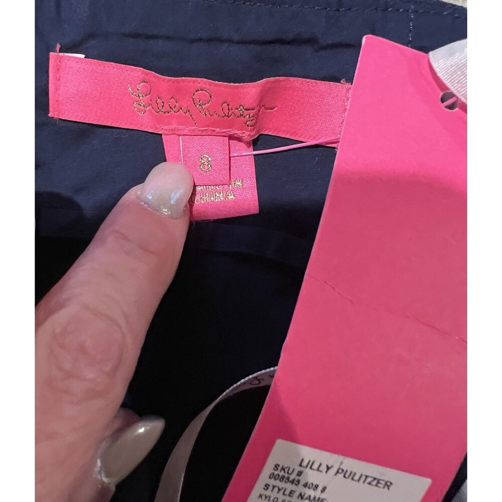 Lilly Pulitzer Kylo Strapless Belted Jumpsuit Wide Leg Navy Blue 8 Nwt $218 - Picture 7 of 9